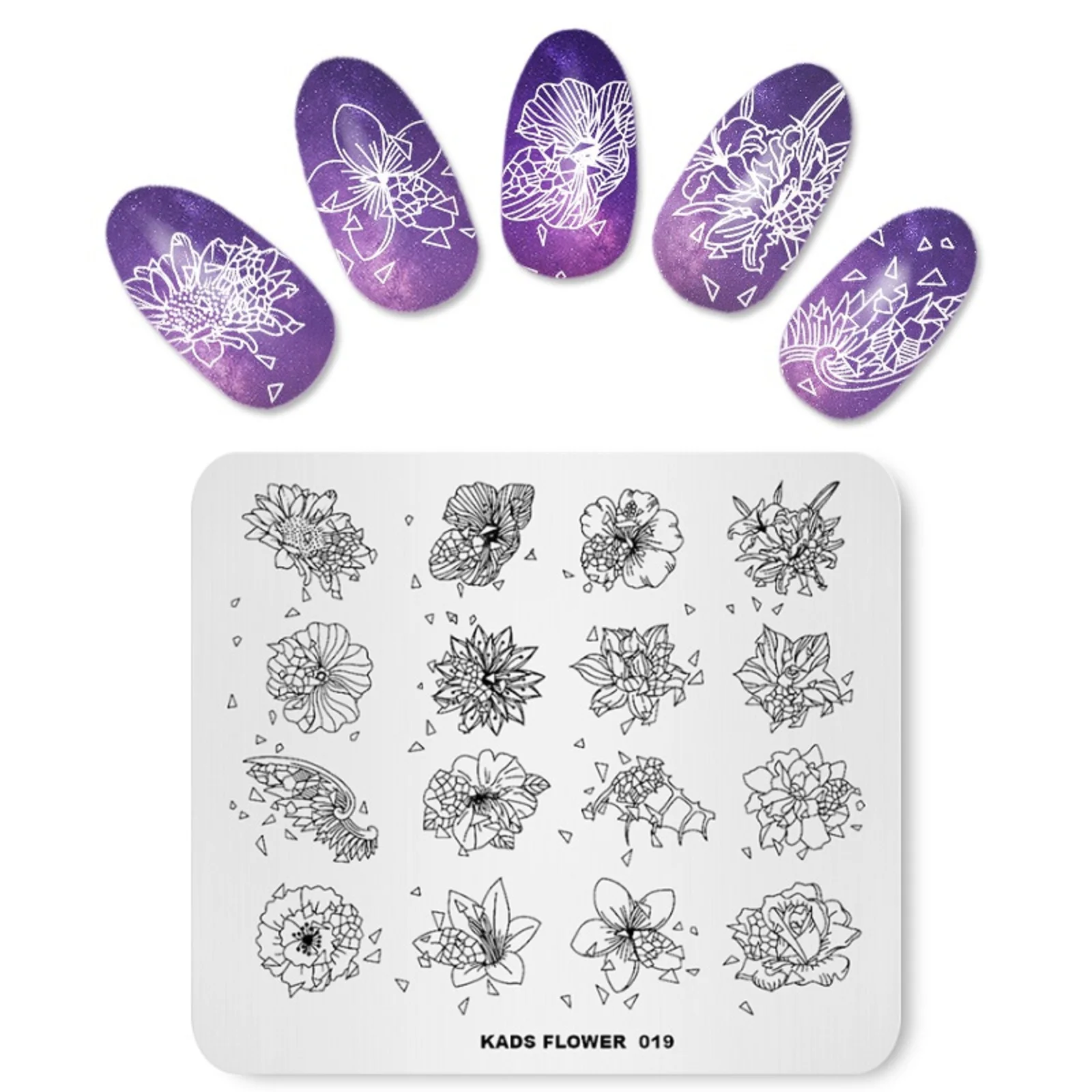 

KADS Nail Stamping Plates Flower 019 Full bloom Image Nail Art Stamp Template Stencil for Nails Manicure Tools Stamper