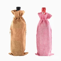 red wine bottle covers hessian wine bags gift champagne pouches burlap packaging bag wedding party decoration wine storage bags