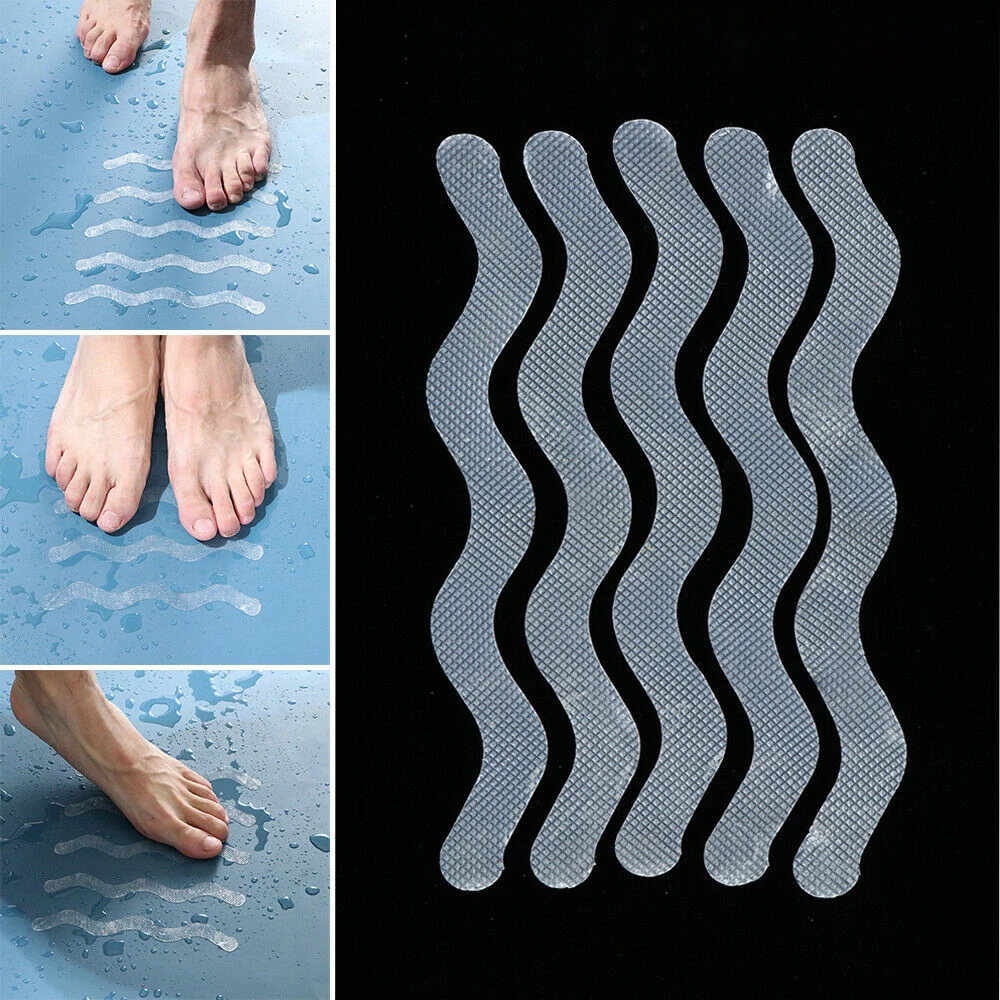 12 шт. волнистые противоскользящие полоски для ванной наклейки душа прозрачные