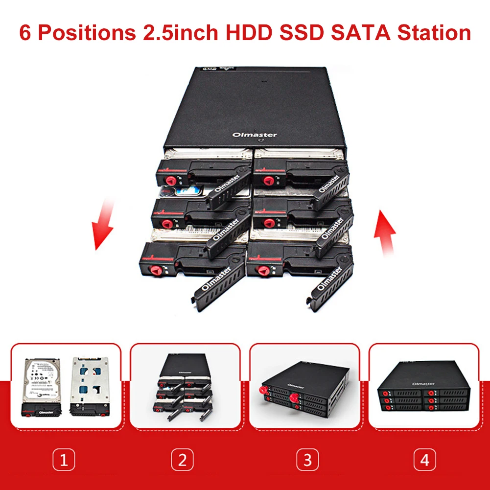 Док станция для внешнего жесткого диска Multi 6 Bay 2 5 дюйма SATA HDD SSD корпус с