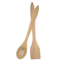 wooden salad servers 35cm kitchen tool set spoon spatula turner natural wood utensils for cooking mixing stirring