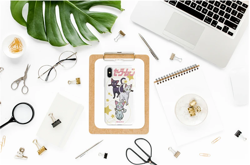 Милый чехол для телефона с мультяшными животными котами аниме Сейлор Мун IPhone 8/7