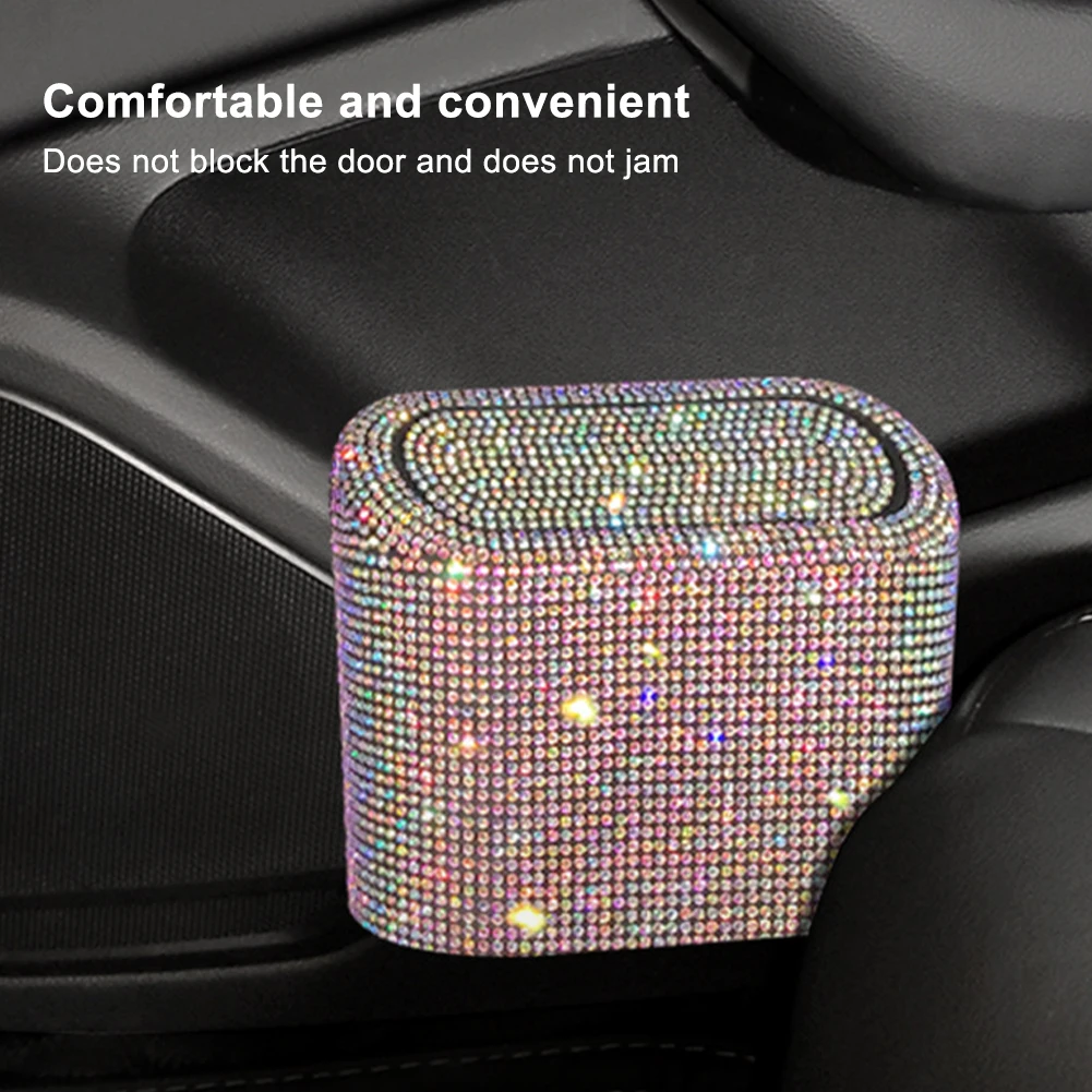 Шикарная мусорная корзина для автомобиля хранения с крышкой прессом блестящая