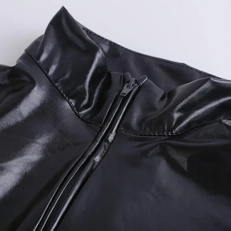 

2020 New Sexy Women Patent Leather Jumpsuit Vinyl Latex Bondage Catsuit Zip Wetlook Leotard Bodysuit Skinny Sexy Jumpsuits