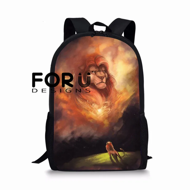 L5441C FORUDESIGNS/Школьный рюкзак с принтом «Король Лев» для мальчиков, повседневный мужской рюкзак для подростков, винтажная сумка с рисунком, 16 дюймов, Детская сумка - Цвет: L5441C
