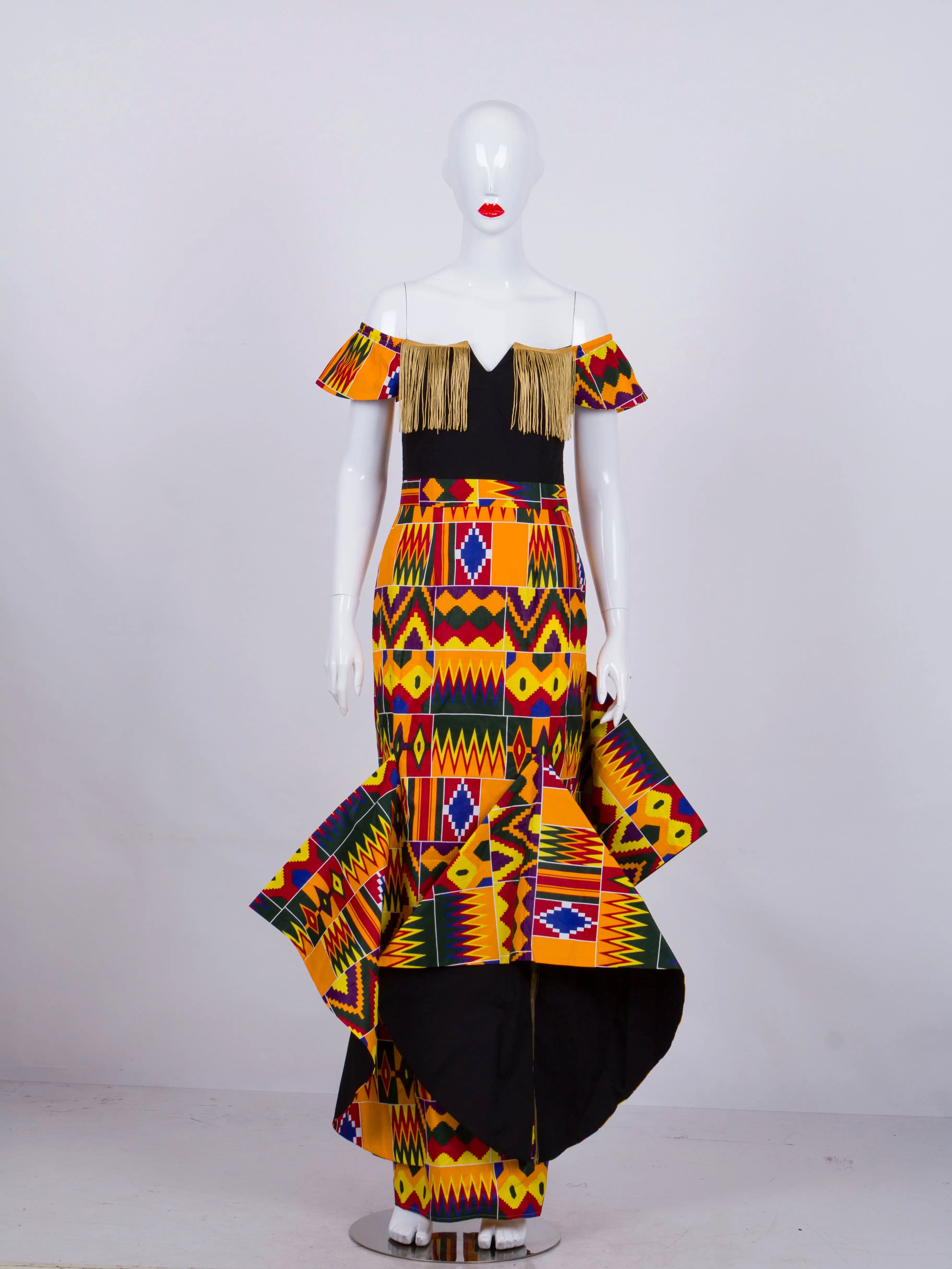 Модное платье с кисточками для Базен риче пузырь размера плюс платья принтом в