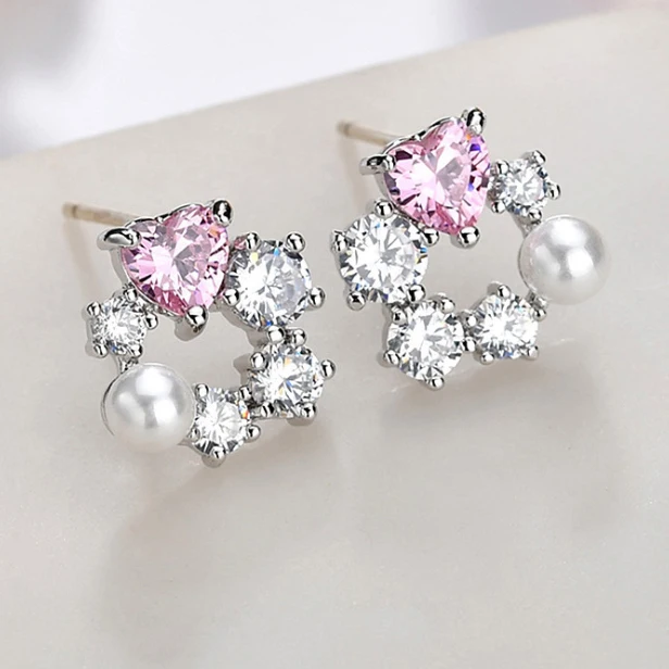 Изысканные серебряные серьги иглы для девушек с красным корундом и
