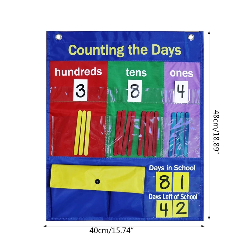 

87HA Home Learning Set Math Counting Pocket Chart Math Posters Set Classroom Learning Supplies 200pcs Sticks Ages 3+