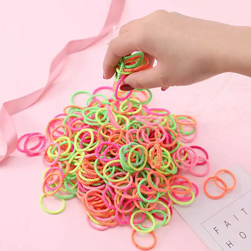 

50pcs/Set Candy Colors Basic Elastic Girls Cute Hair Bands Ponytail Holder Durable Rubber Band Solid Fashion Hair Accessories