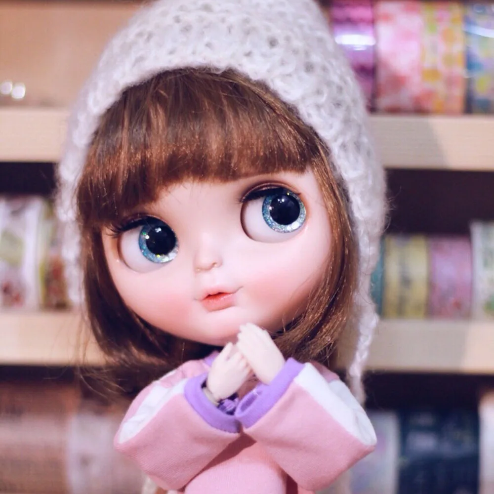 

Blyth Doll NBL 1/6 BJD Customized Frosted Face,big eyes Fashion girl makeup Ball Jointed Doll 1/6 BJD doll Have short brown hair