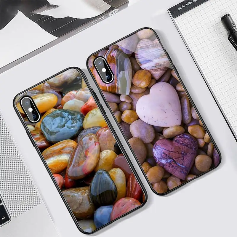 

Pebbles color butterfly Phone Case Tempered glass For iphone 6 7 8 plus X XS XR 11 12 13 PRO MAX mini