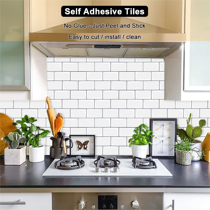 

Vividtiles Big Size 12*12 Inch Self Adhesive Wallpaper 3D Peel and Stick Wall Tiles for Kitchen & Bathroom Backsplash - 1 Sheet