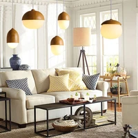 modern led wooden grain pendant lights e27 110v 220v pendant lamp for dining bedside living room decoration lighting fixtures