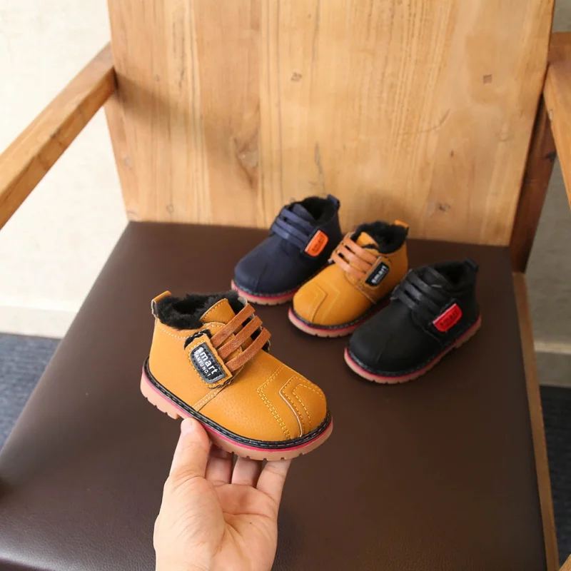 Детская одежда для мальчиков Ботинки Мартенс Зимние теплые бархатные зимние