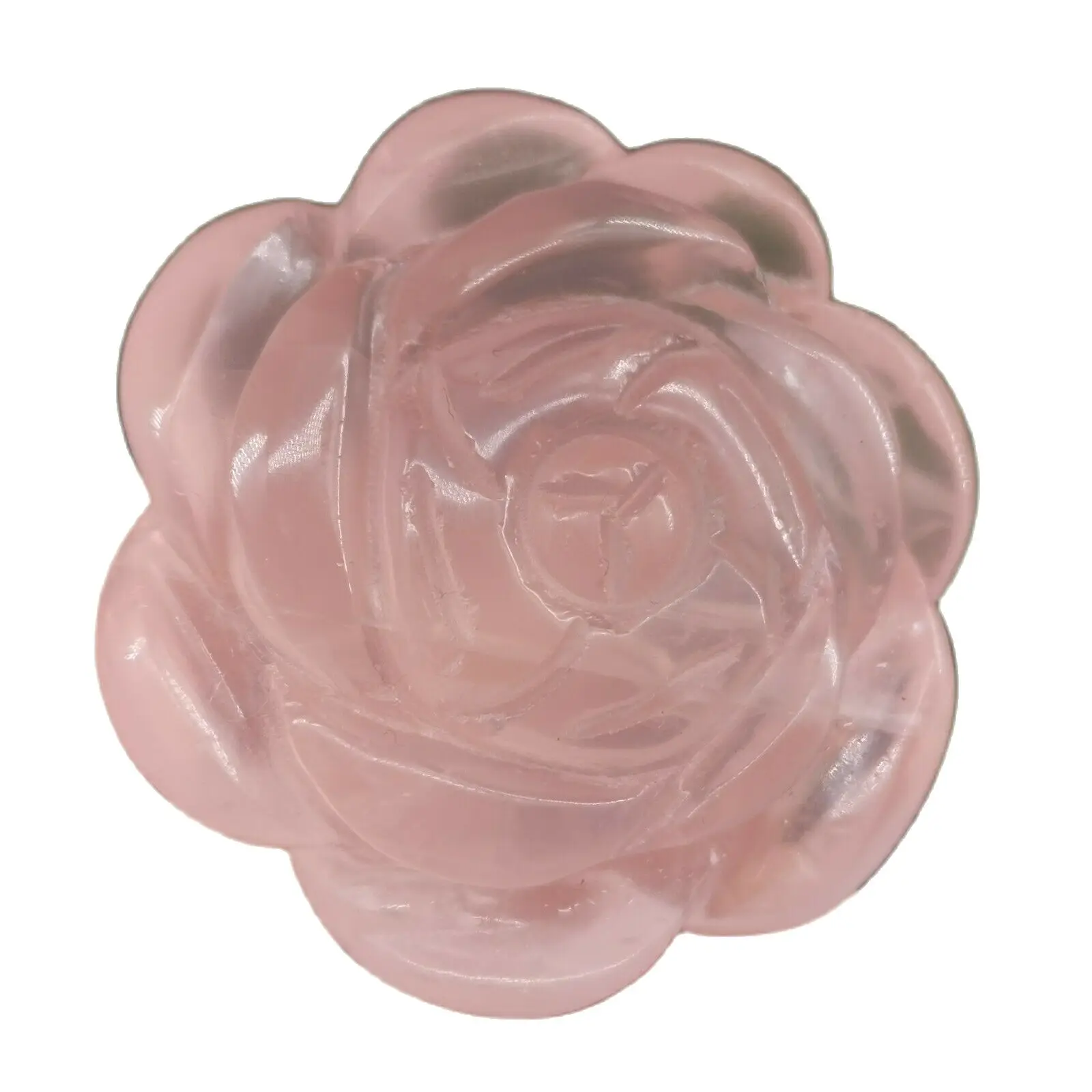 

Natural rose crystal is handcarved to treat pollen red
