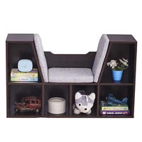 6 cubby kids bookcase multi purpose storage organizer cabinet shelf for children dark brown