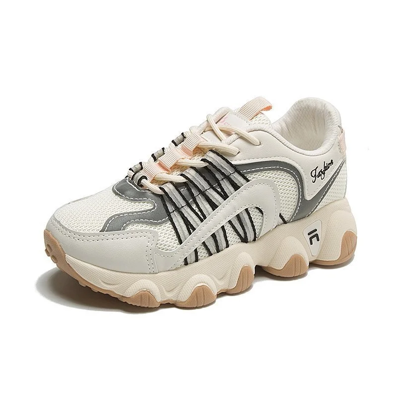

Old Dad Shoes Women's Breathable Mesh Color Matching Sports Shoes Women Students Thick-soled Lace Up Luminous Casual Shoes Women