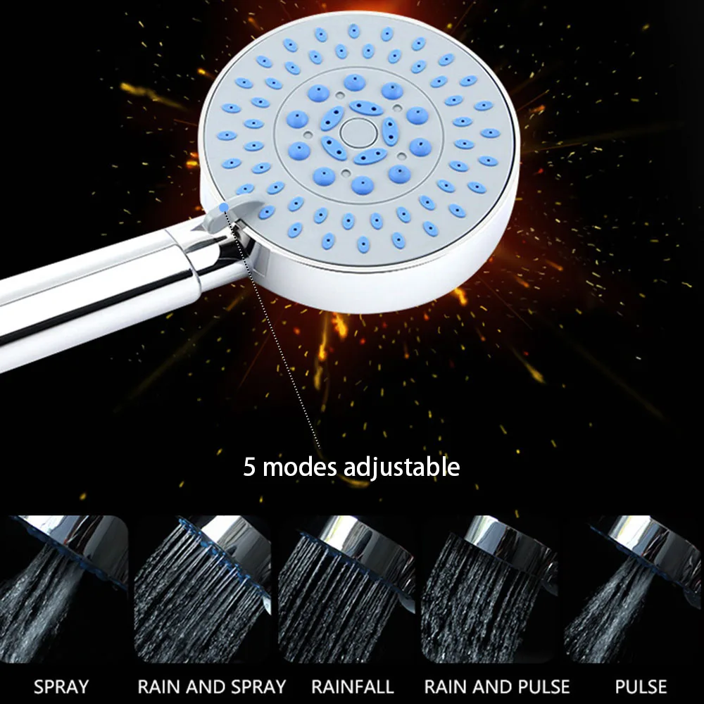Высокое качество пять fuction силикагель отверстия Насадки для душа экономии воды с