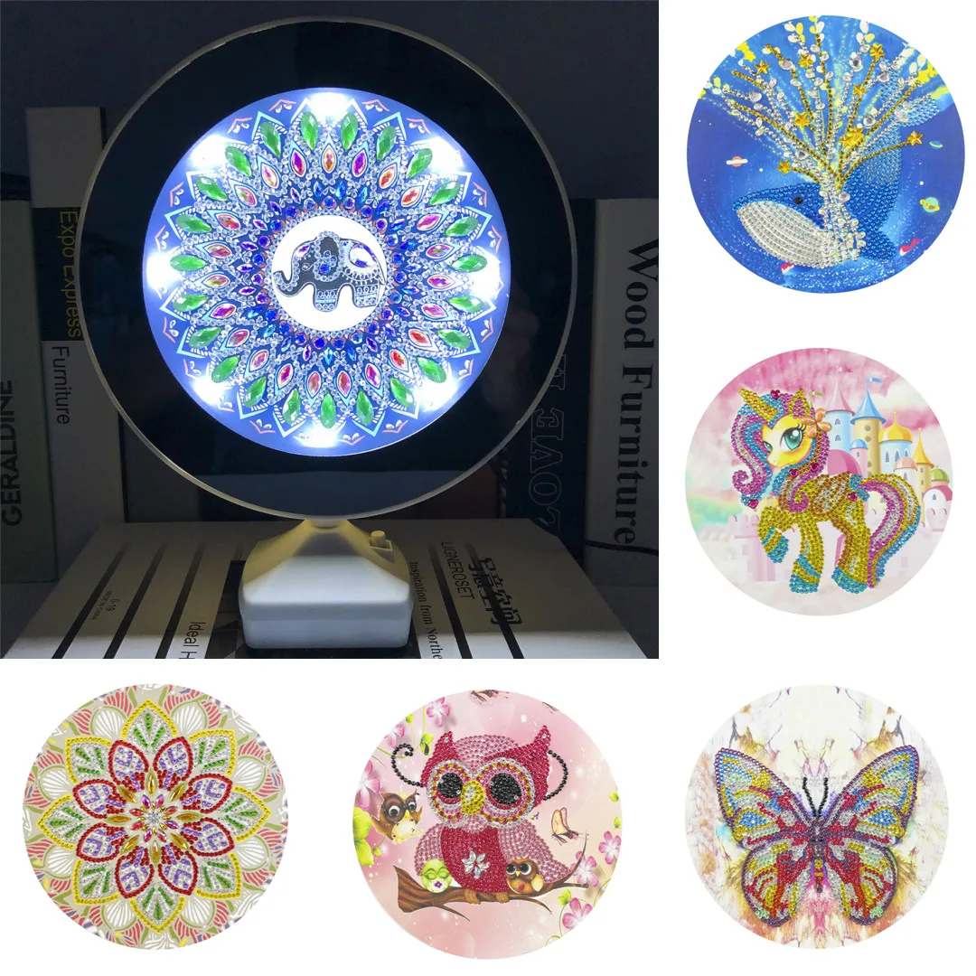 

DIY mirror with light diamond painting Creative new makeup mirror LED night light diamond painting Christmas gift