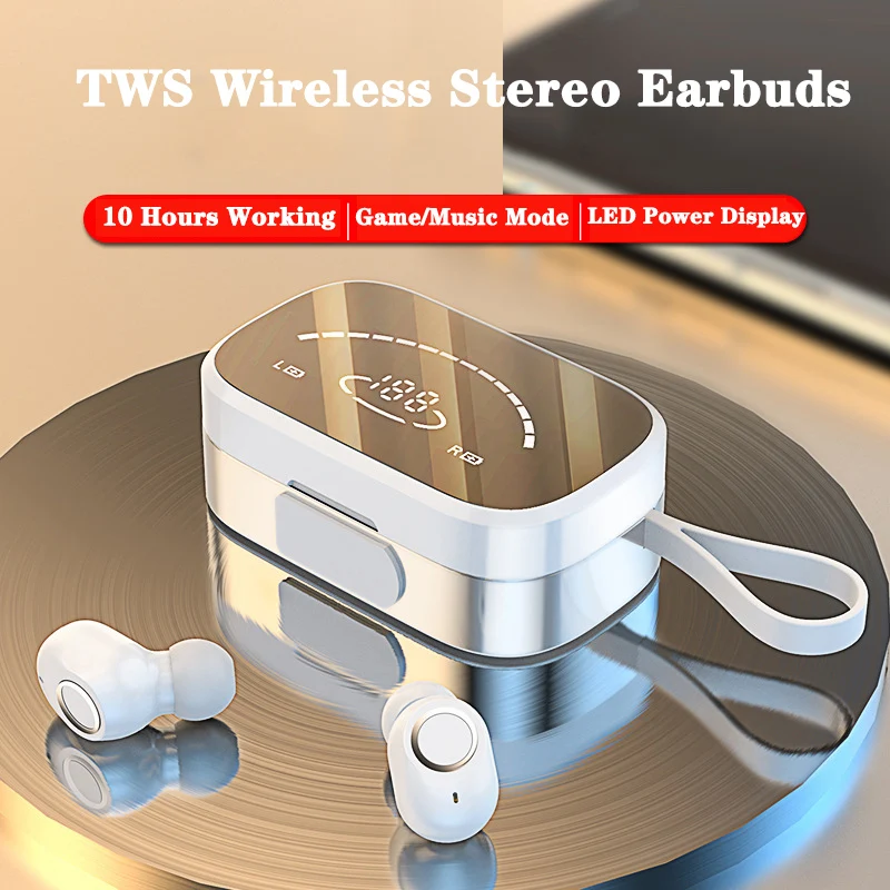 

Bluetooth-наушники TWS с зарядным футляром и светодиодный ным дисплеем, 3500 мАч