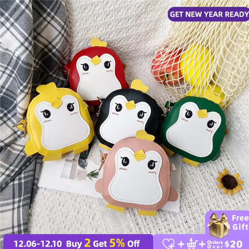 

Lovely Baby Girls Mini Accessories Shoulder Bag PU Children's Boys Messenger Bags Cute Cartoon Penguin Kids Gift Coin Purse