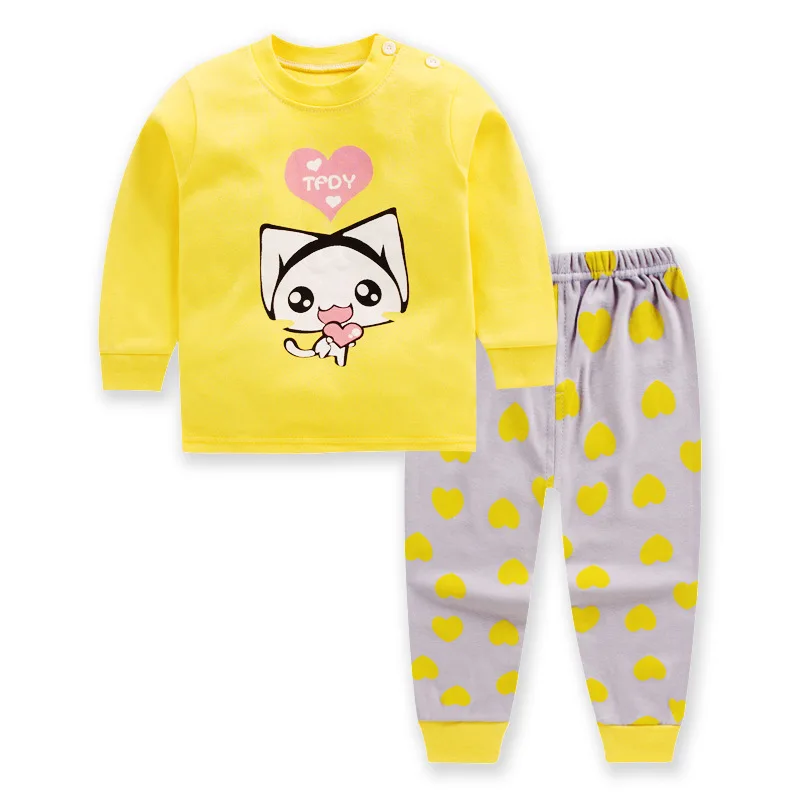 2020 Autumn New Children's Clothes Set Cotton Baby Boys Girls Round Neck Long Sleeve Pants Suit Size 73-110cm | Детская одежда и
