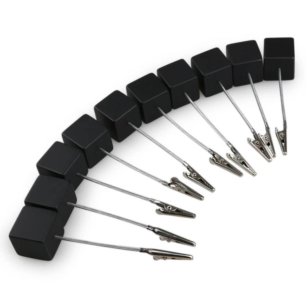 

10pcs Cube Base Memo Photo Holder Paper Note Clip (Black)