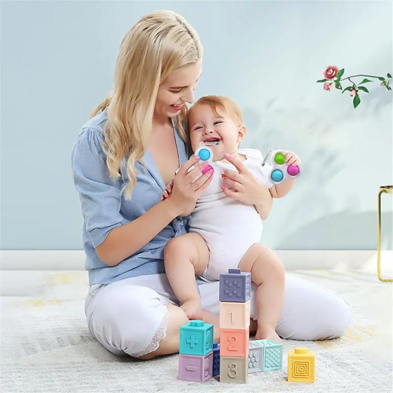

Baby Sensory Simple Dimple Toy Adult Decompression Toy Keychain Stress Relief Toy Squeeze Gift For Kids Toddler Baby Calm Toys