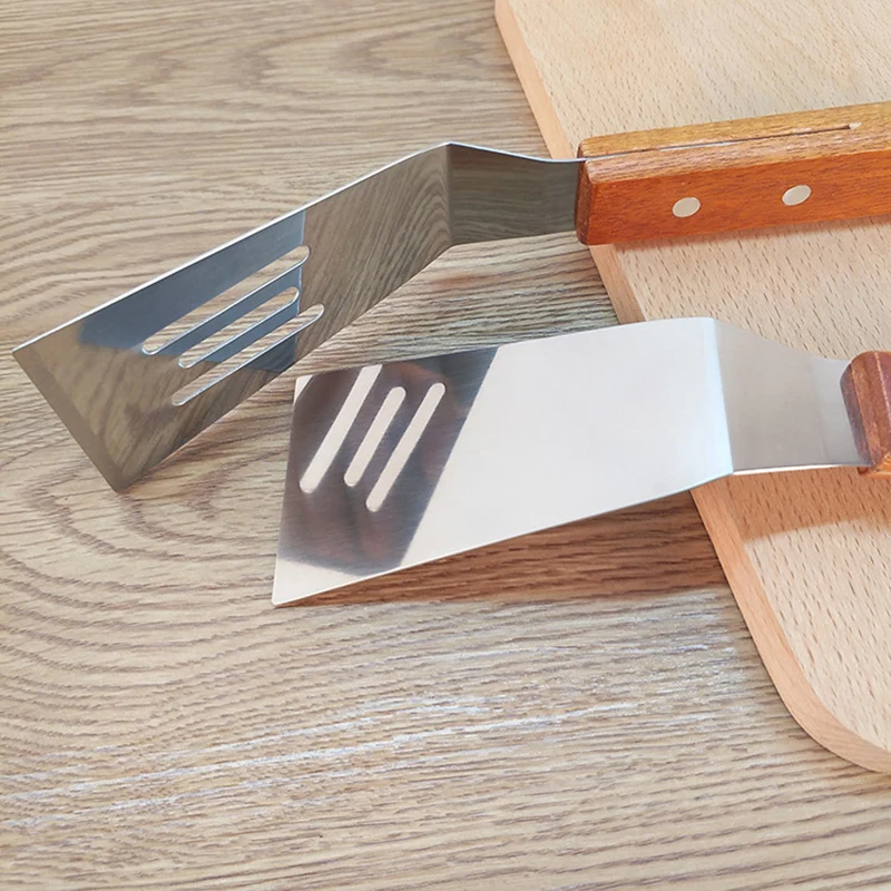 

Лопатка из нержавеющей стали с деревянной ручкой для стейка, шпатель для барбекю, шпатель для пиццы, посуда для выпечки