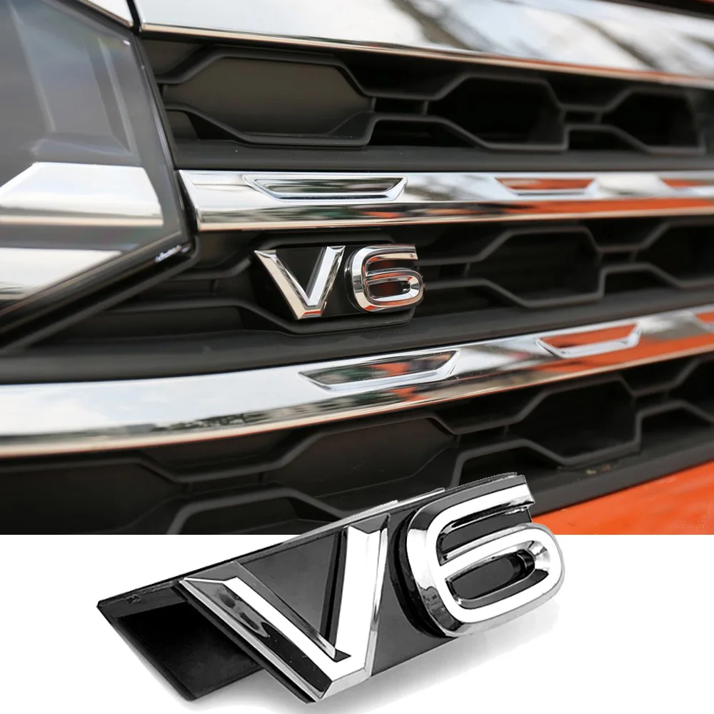 Логотип V6 автомобильный значок наклейка на гриль для Volkswagen VW Touareg Atlas передняя