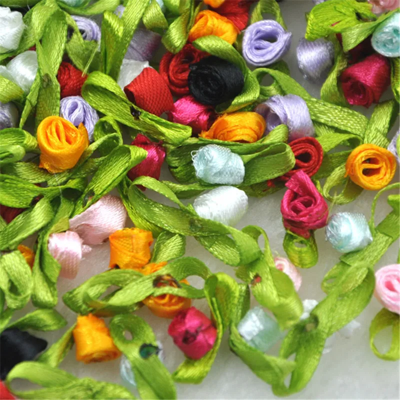 200pcs Small Satin Ribbon Flower Rose sewing wedding appliques U pick A062 | Дом и сад