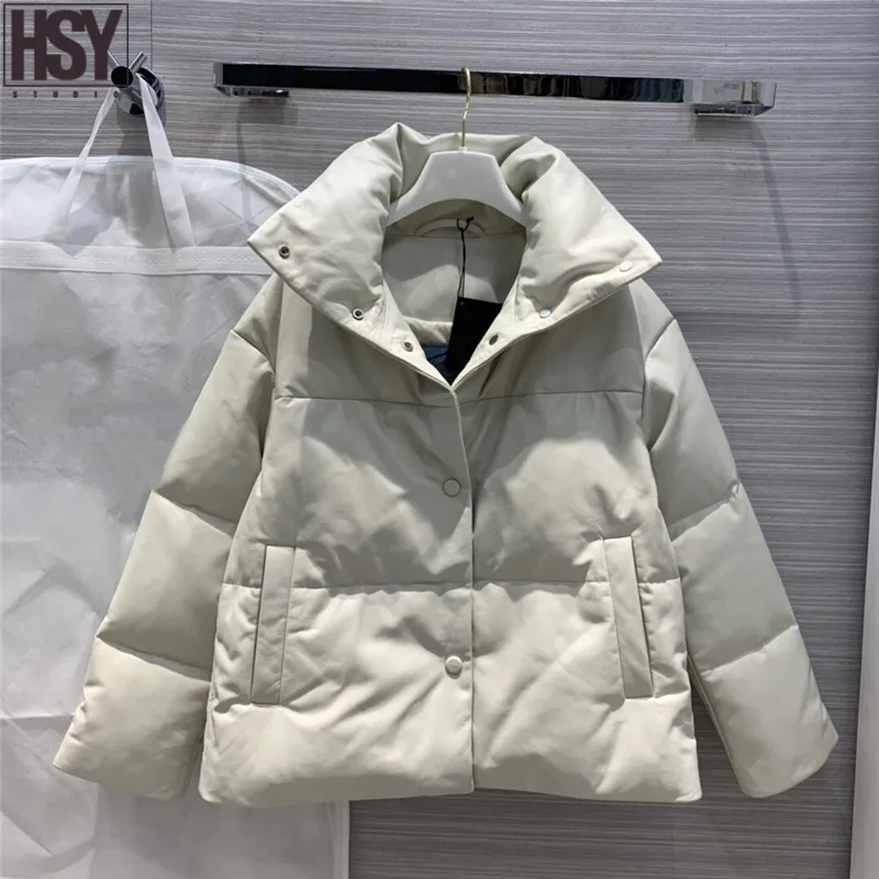 【HSY】2019 Осень Зима Новый женский пуховик 100% овчина 90 утиный пух высокий воротник