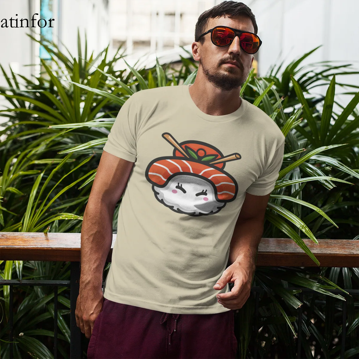 

Salmon Nigiri Girl White Couples Oversized Streetwear New Woman KoreanStyle Tees 97958