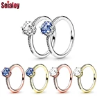 Seialoy, новинка, блестящие кольца с короной из циркона для женщин и мужчин, оригинальный кристалл, свадебное обручальное кольцо, изысканное, для пары, штабелируемое кольцо, ювелирное изделие