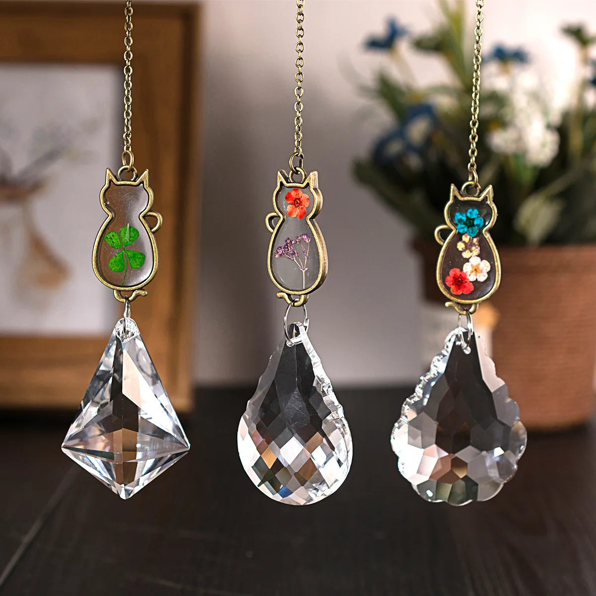 

K9 Crystal Lighting Sun Catchers Cat Gourd Pendant Wind Chimes Diy Bead Curtain Wedding Crystal Jewelry Home Decoration