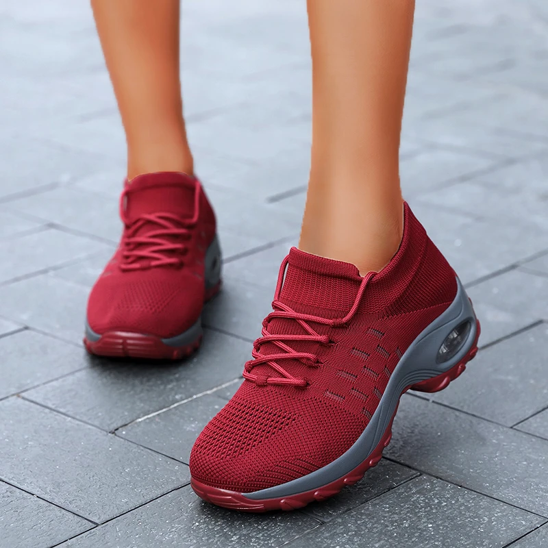 Кроссовки носки женские на платформе уличные туфли танкетке шнуровке теннисные