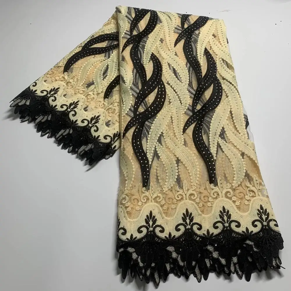 

African Lace Fabric,2019 Embroidered Nigerian Lace Fabric With Stone High Quality French Tulle Lace Fabric For Women