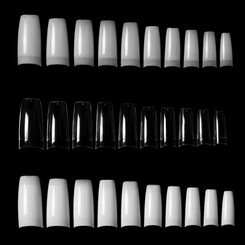 Накладные ногти 100 шт. акриловые прозрачные белые натуральные в капсулах