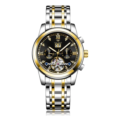 AILANG часы мужские люксовый бренд из нержавеющей стали Tourbillon несколько функций водонепроницаемые механические мужские часы - Цвет: Steel 02