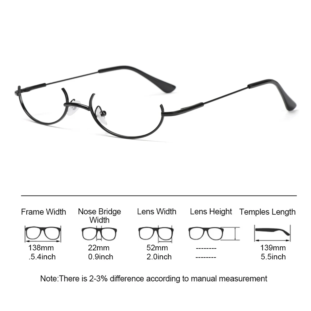 

Personality Glasses Frame Half Frames Fashion No Lens Myopia Cosplay Party Decoration Eyewear Metal Photography Eyeglasses