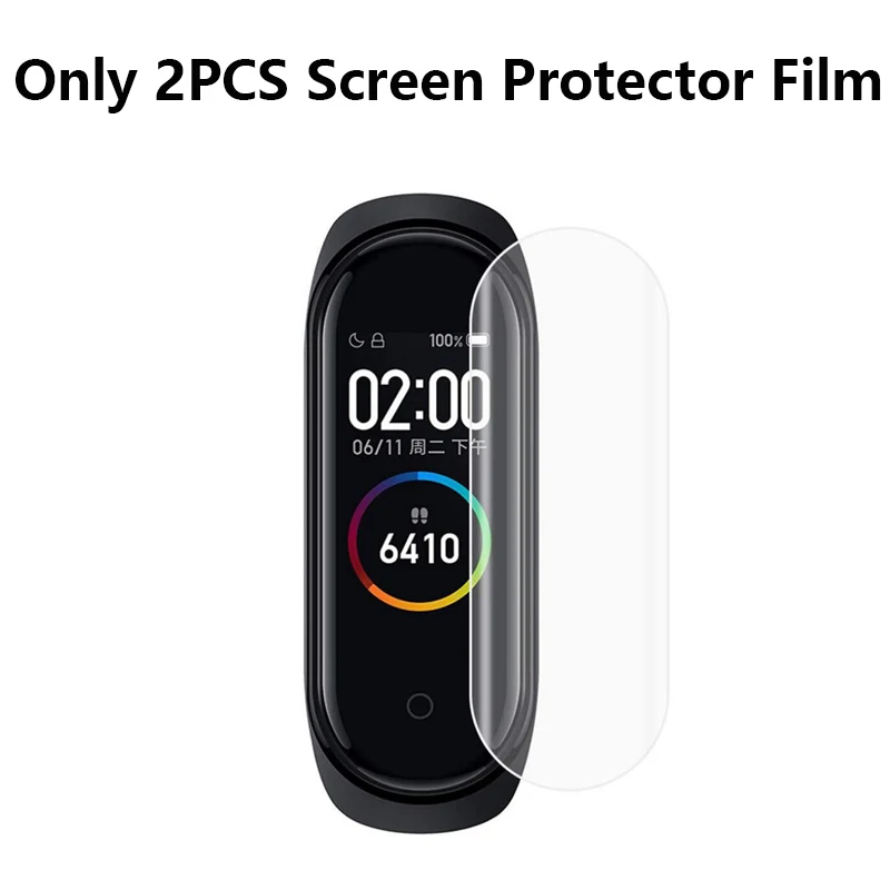 only 2pcs film Для Xiaomi Mi, 4 ремешка, Двойной Цветной силиконовый браслет, ремешок с металлической пряжкой для Xiaomi Mi, ремешок 4 Global NFC - Цвет: only 2pcs film