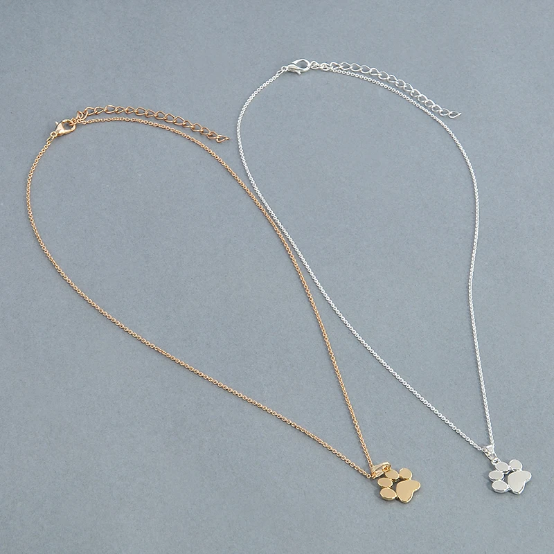 Модные креативные собаки следы лап Ожерелье Подвеска цвета: золотистый
