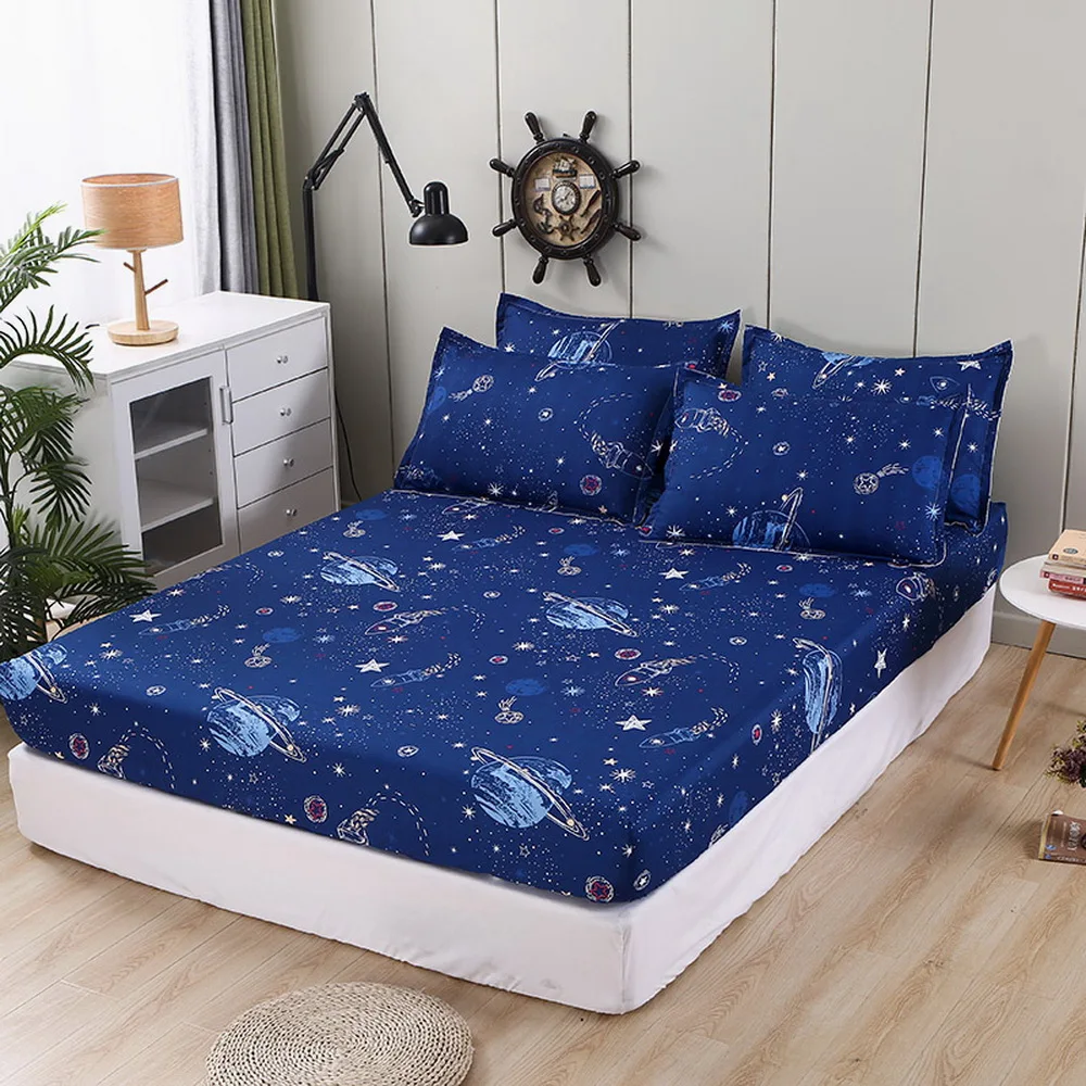 

Fashion Space Odyssey Universe Bed Fitted Sheets Sábanas Mattress Cover with Elastic Microfiber 120*200*30 180*200*30cm