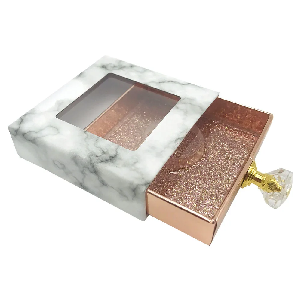 

5pcs Storage Dustproof Glitter Case Accessories False Eyelashes Packaging Box Paper Reusable Makeup Crystal Handle Clear Window