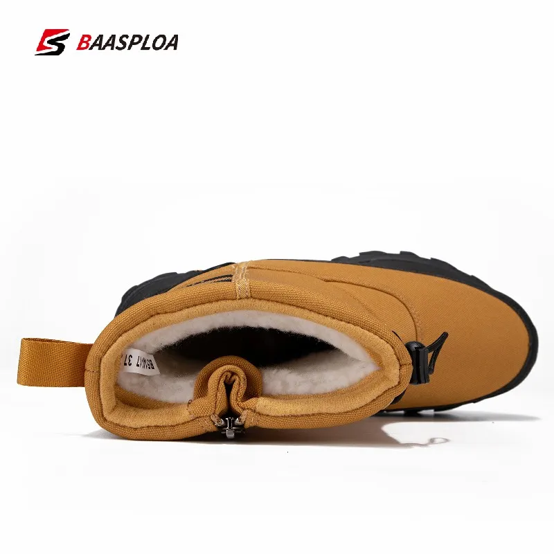 Baasploa Women Winter Sneakers Keep Warm Cotton Boots Non-slip Female Waterproof Snow Boots Shoe thick-soled Fashion Plush Shoes