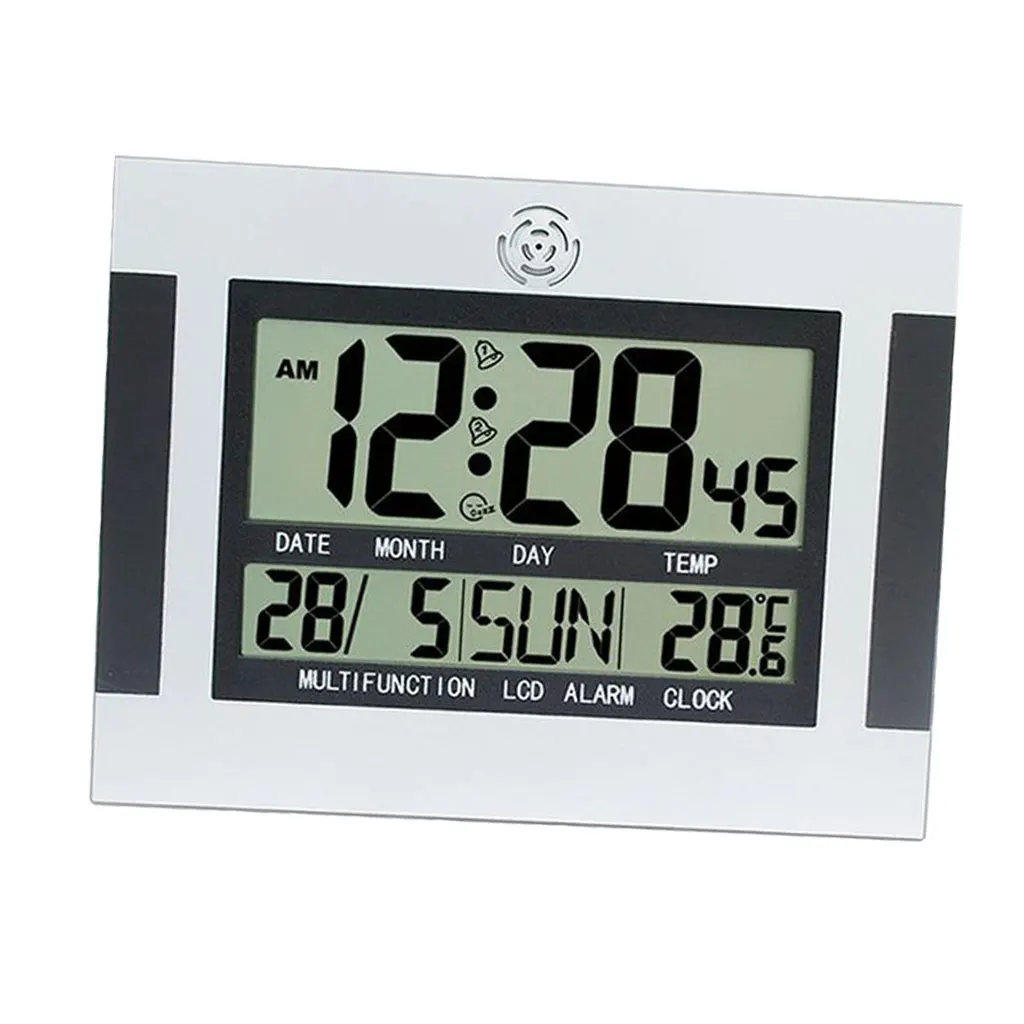 

Night Light Clock, Digital Alarm Clock Large LCD Display with Low High Dimmer Backlight, Temperature, Calendar,