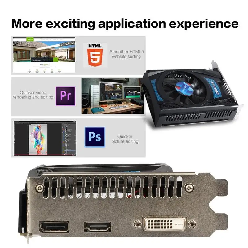 Günstig Yeston RX550--4G D5 Grafikkarte Radeon Chill 4GB Speicher GDDR5 128Bit 6000MHz DP 1,4 HDR + HDMI-kompatibel 2,0 B + DVI-D Kleine Größe GPU