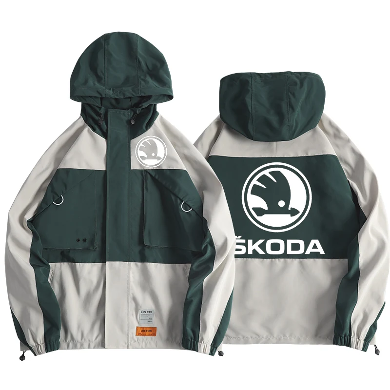 

Mens Fashion Jacket Skoda Outwear Windproof Waterproof New Men's Street Windbreaker Hoodie Zipper Thin Casual Star Coat