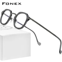 fonex acetate titanium eyeglasses men 2022 new retro vintage square prescription glasses frame optical spectacles eyewear mop7