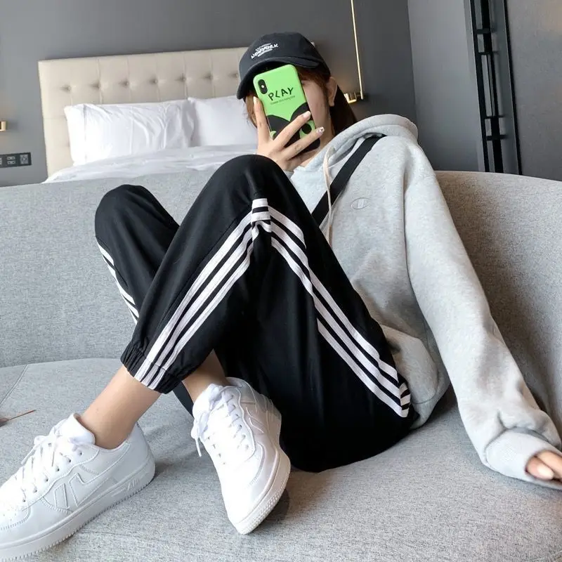 

Sports Pants Women's Loose and Versatile Trend Spring Summer Autumn Student's Korean Version Slim Casual Pants Capris Hem Harlan